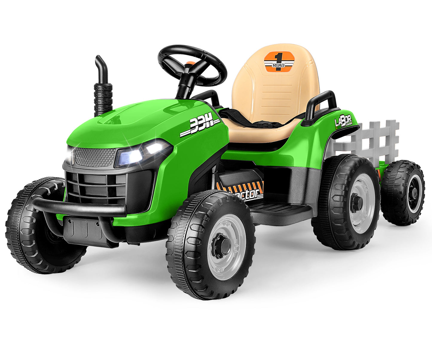 East Doll 12V Ride On Tractor Toy with Trailer