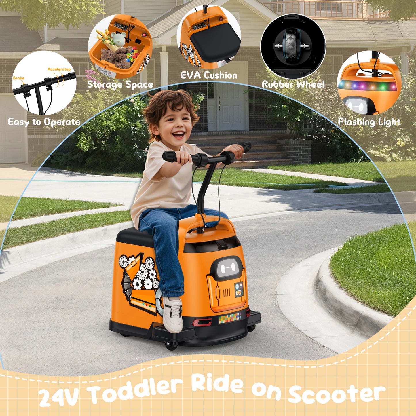 East doll 24V 4 Wheeler Ride on Scooter for Kids , Ride on 24V Aged 3-12
