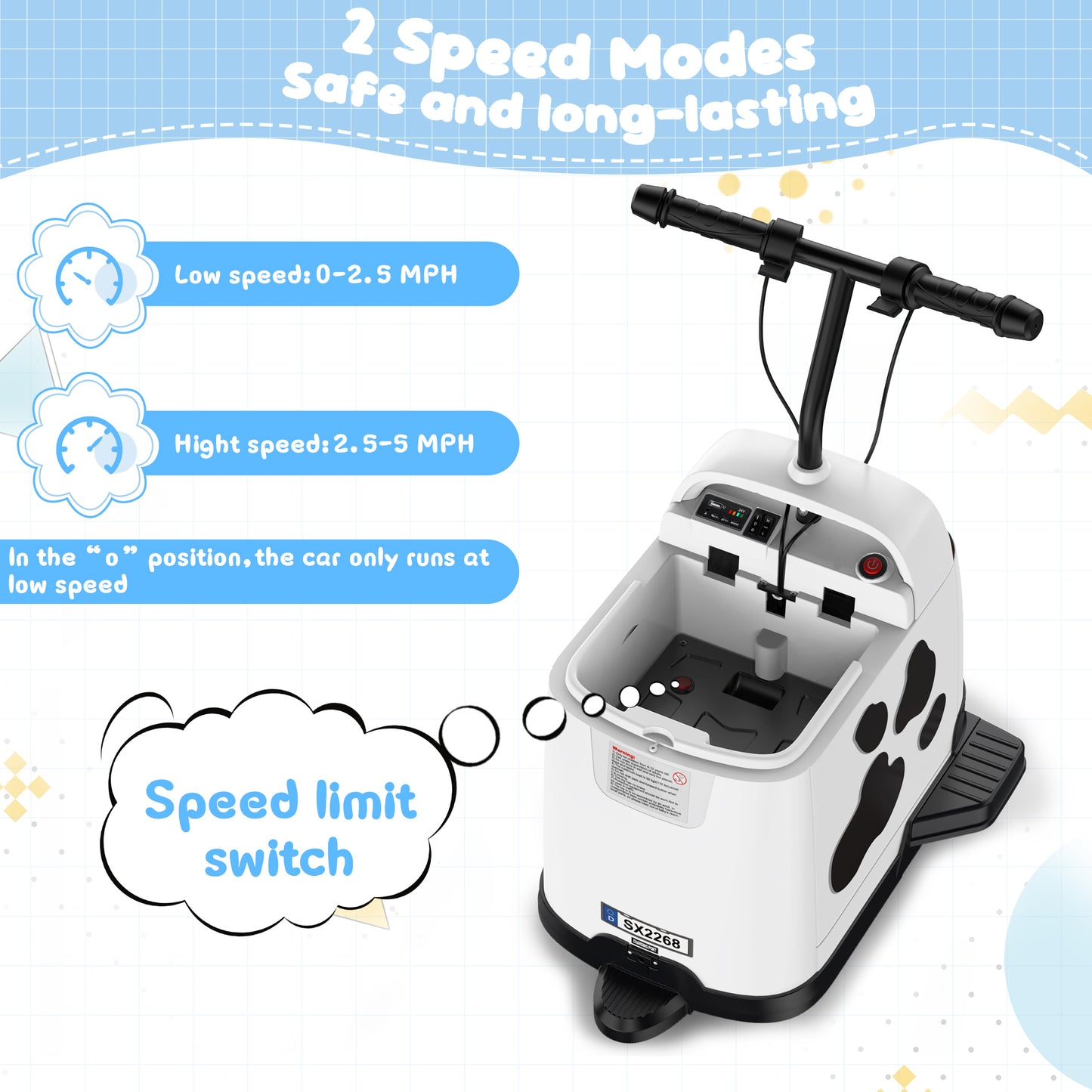 East doll 24V Ride on Car for Kids Aged 3-12, Kids Riding Toys, Toddler car, 180W Quiet Motor, DIY Stickers, Ideal for indoors, Music Player, LED Light, USB