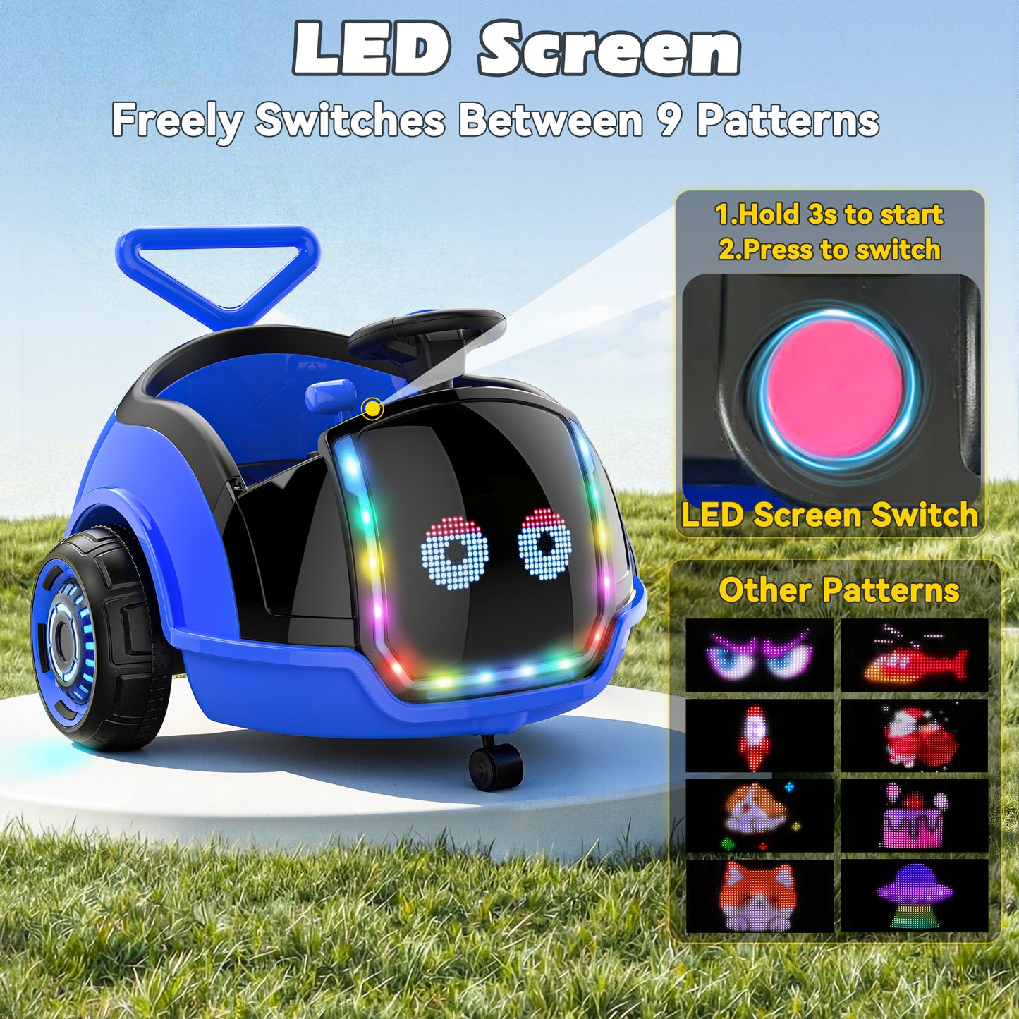 East doll 12V Electric Ride On Toy Car for Toddlers, Kids Puch Car, Outdoor Stroller Toys for Kids, Kids Cars to Ride in, 1-3Y,Remote Control, 1.3-2.5MPH, Music, Horn