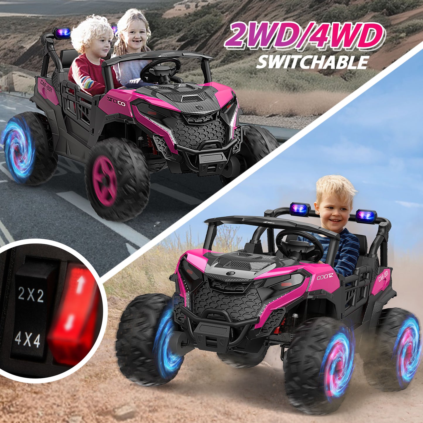 EastDoll 24V Power Ride on UTV Car, 4WD/ 2WD Switchable Electric Car