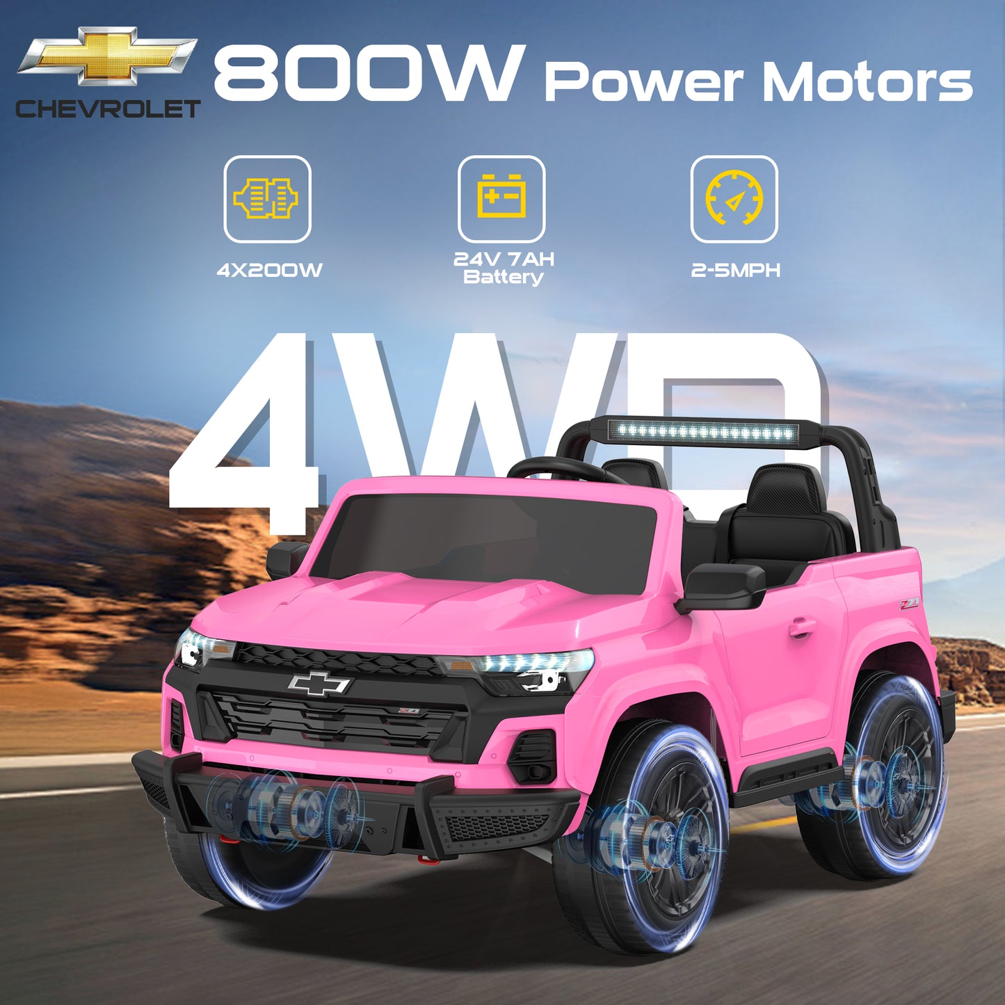 East doll 24 Volt Power Ride on Toys Car for Big Kids, Licensed Chevrolet 2 Seater Ride-on UTV Cars, 24V Ride ons, 800W Motor, Remote Control, 2-5MPH, Electric Car