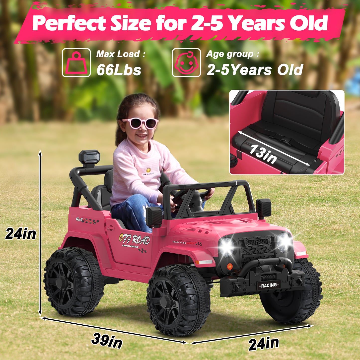 East doll 12V Ride on Car for Toddlers, Kids Electric Car with Remote Control, Bluetooth, Music, 3 Speeds for Kids Gifts