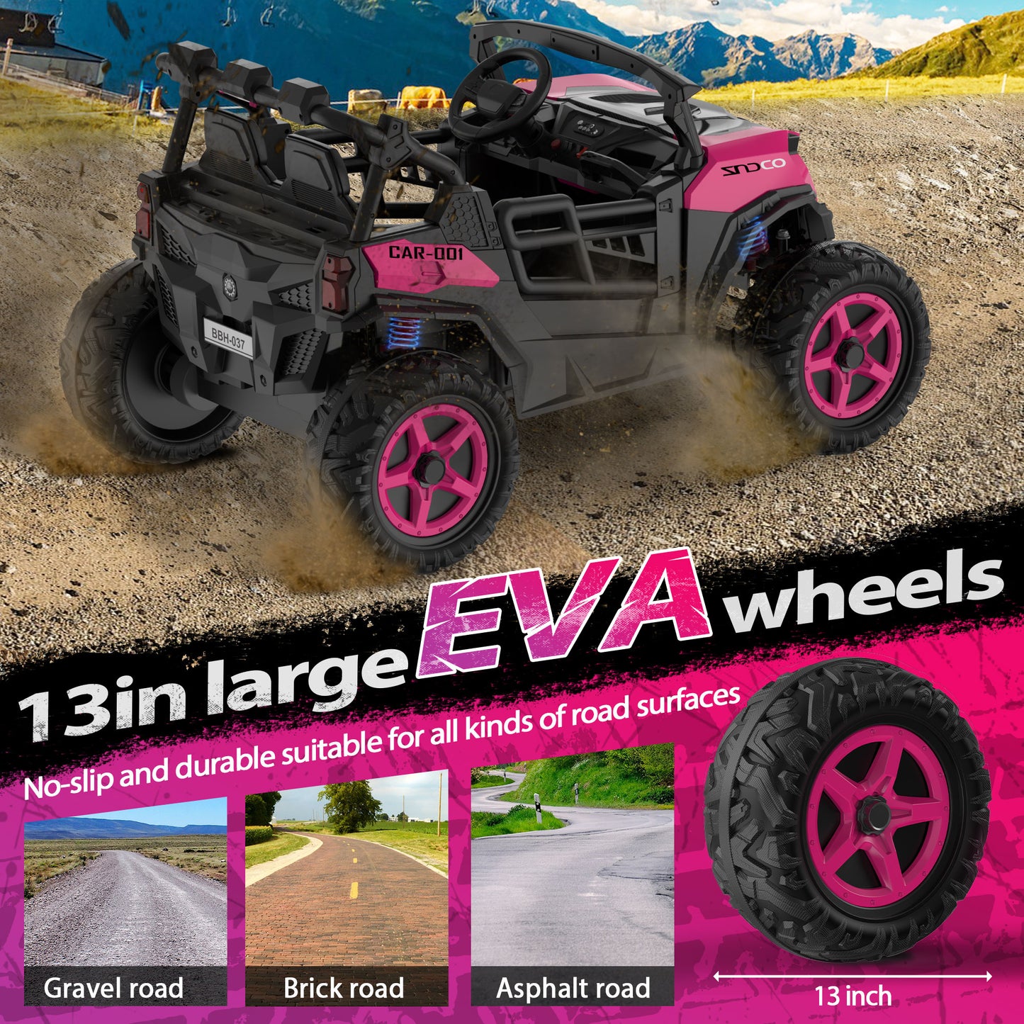 EastDoll 24V Power Ride on UTV Car, 4WD/ 2WD Switchable Electric Car