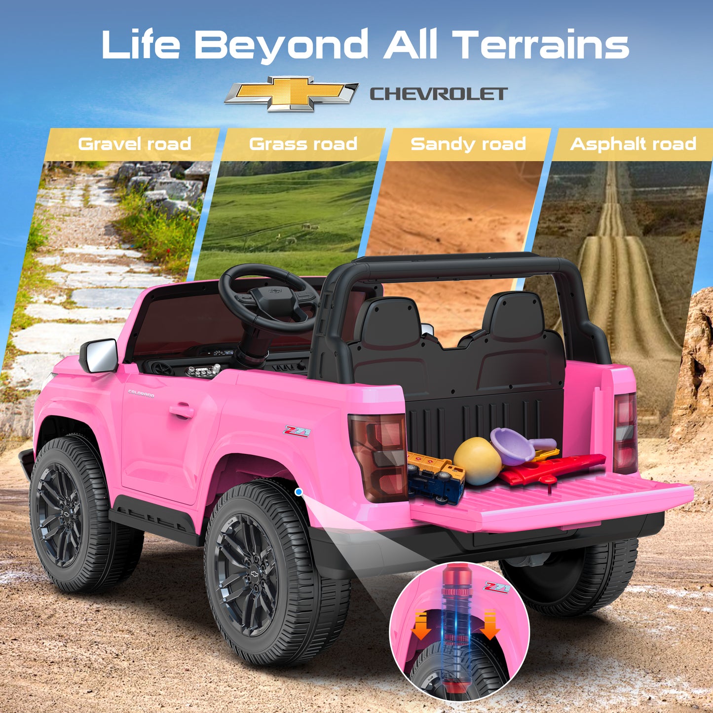 East doll 24 Volt Power Ride on Toys Car for Big Kids, Licensed Chevrolet 2 Seater Ride-on UTV Cars, 24V Ride ons, 800W Motor, Remote Control, 2-5MPH, Electric Car