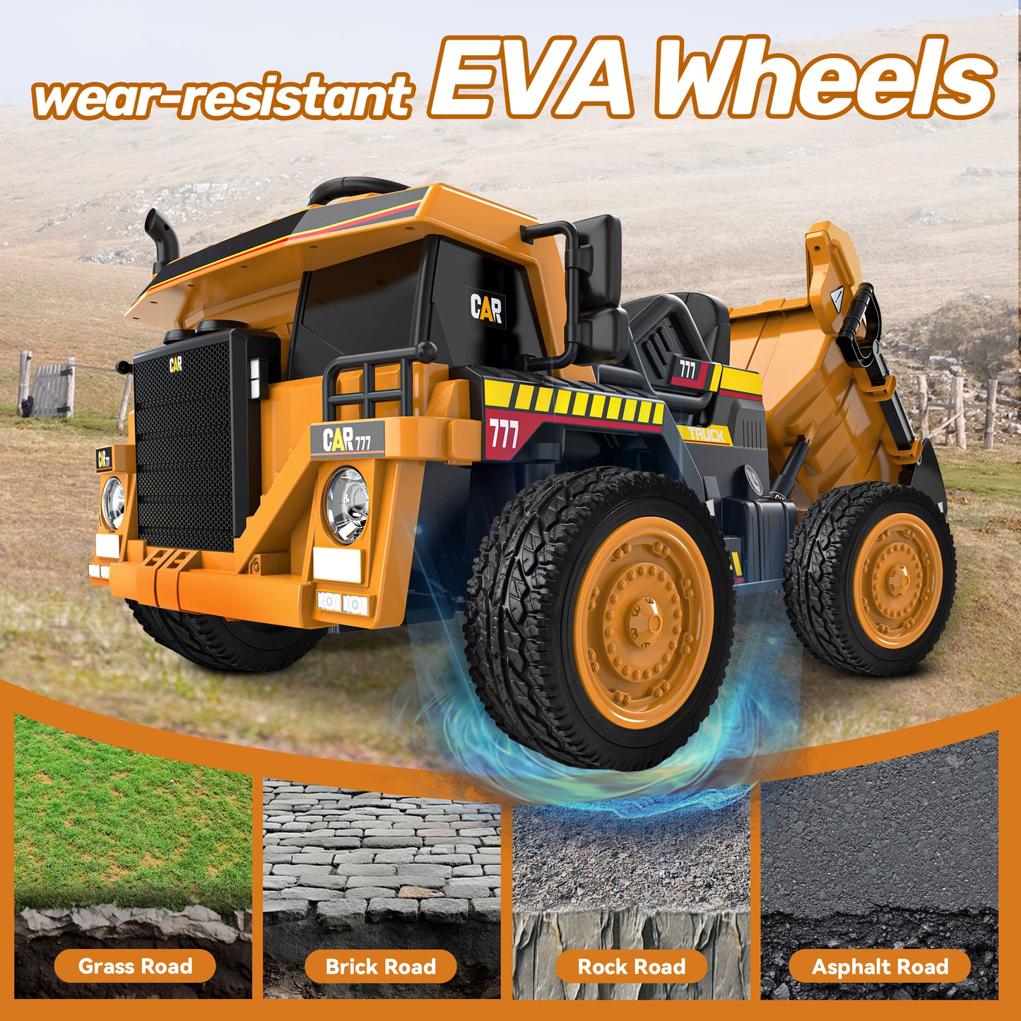 East doll 24V Ride on Dump Truck, Ride on UTV Car for Kids with Electric Dump Bed, 300W Powerful Motors, 4.4Mph, Remote Control, EVA Tires, Electric Truck for Kids