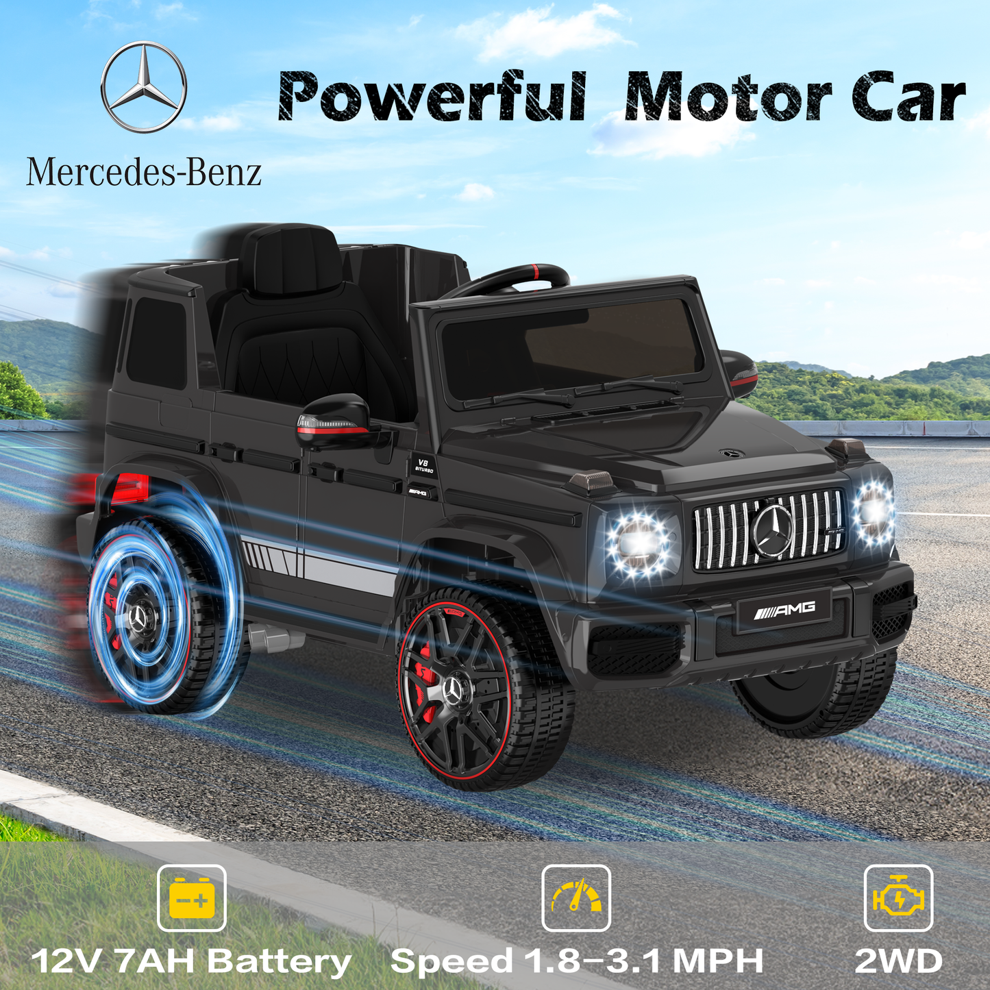 East doll 12V Power Ride on Toys for Toddlers, Kid Electric Car, G63 G Wagon Licensed Mercedes-Benz with Remote Controls, Aged 2-5Y