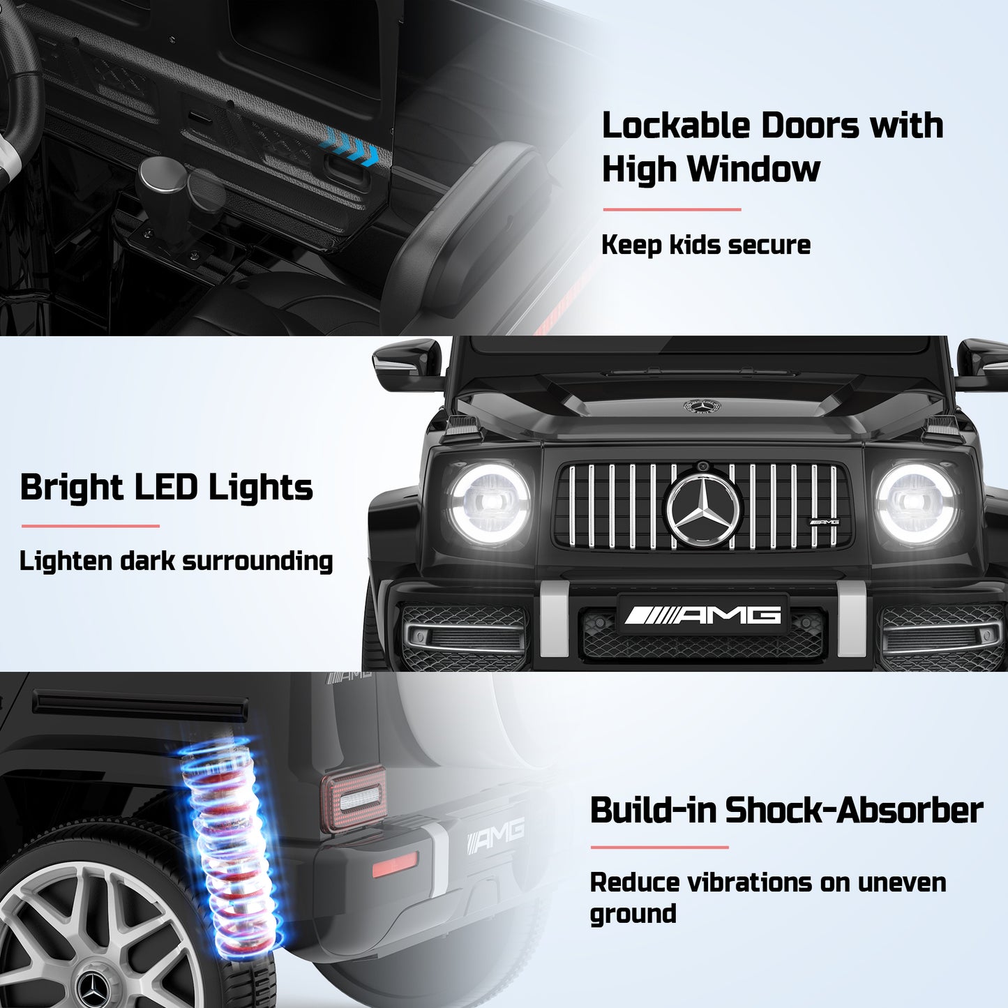 East doll 12V G63 Ride on Toys for Toddlers 2-4Y, Kid Electric Ride on Car, G Wagon Mercedes-Benz Truck, Remote Control, Lights, Music