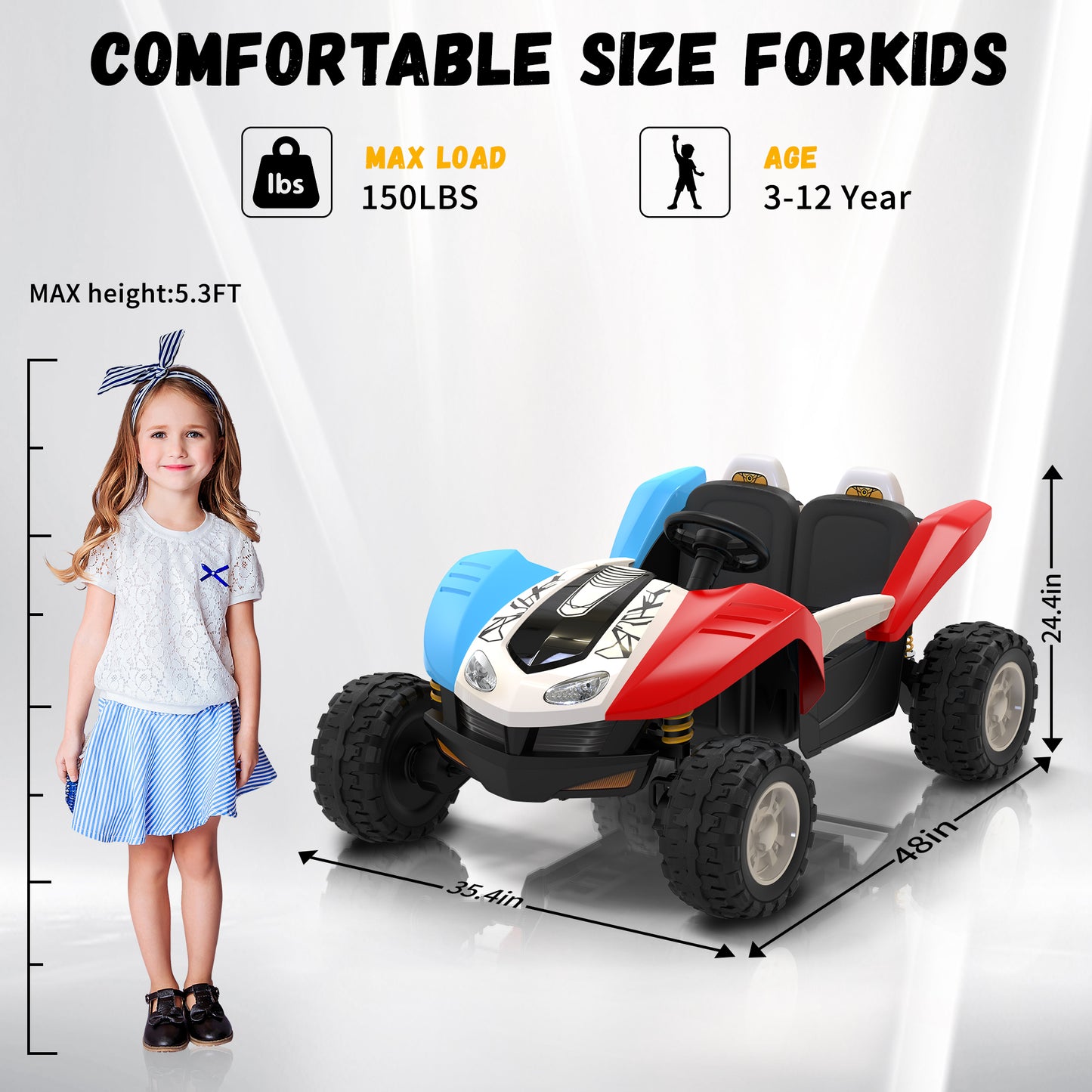 East doll 24V Ride On Car for Big Kids, 2 Seater