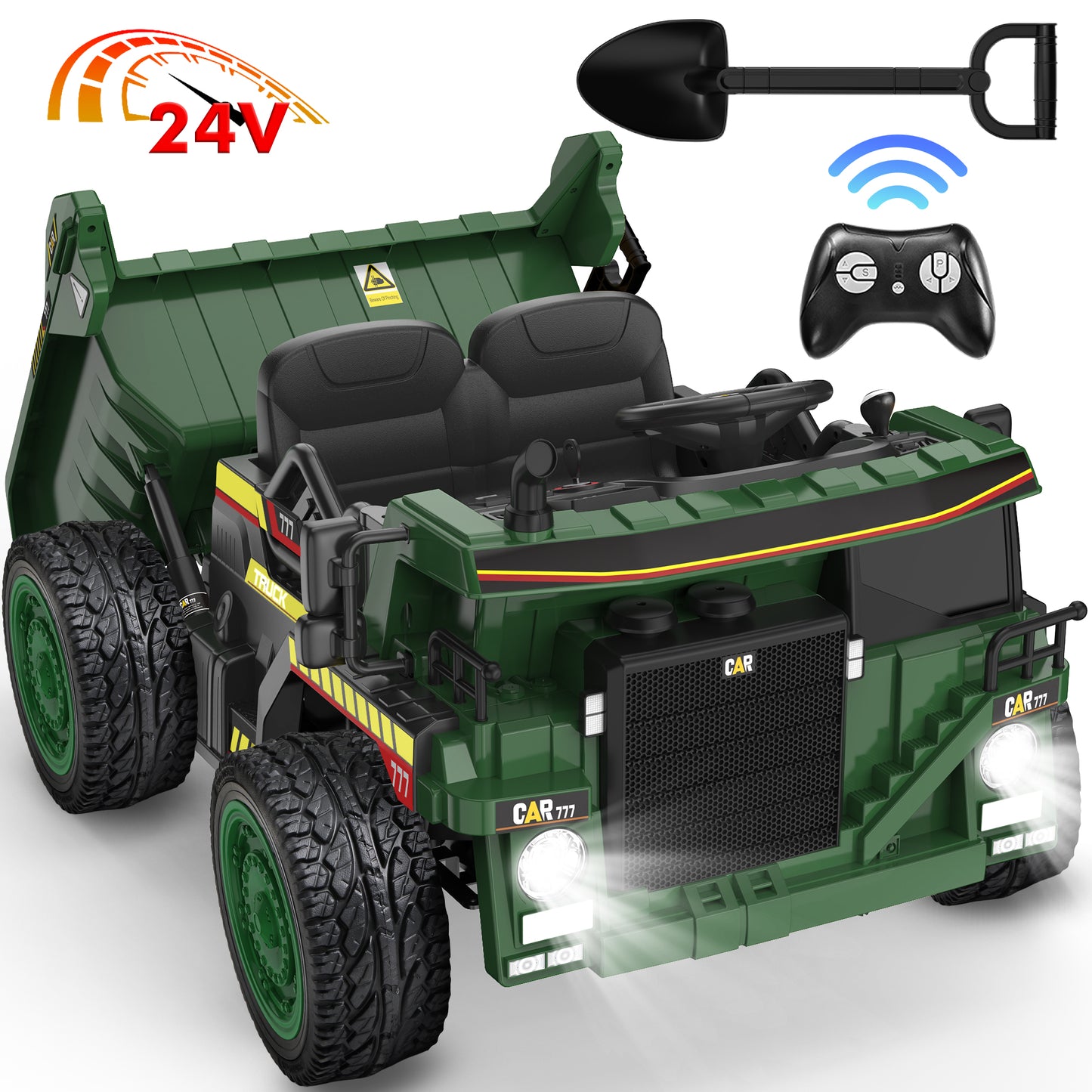 East doll 24V Ride on Dump Truck, Ride on UTV Car for Kids with Electric Dump Bed, 300W Powerful Motors, 4.4Mph, Remote Control, EVA Tires, Electric Truck for Kids