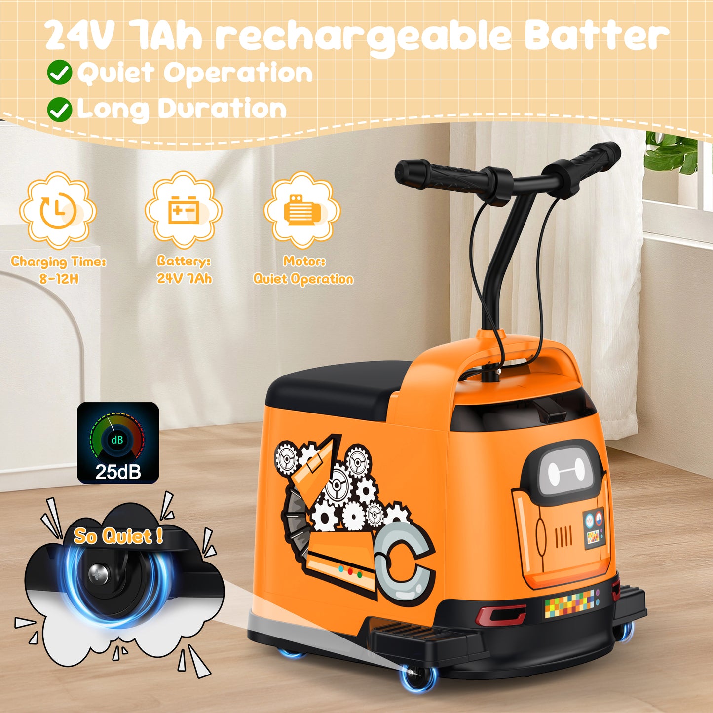 East doll 24V 4 Wheeler Ride on Scooter for Kids , Ride on 24V Aged 3-12