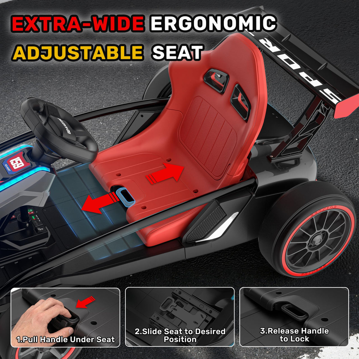 AceCruisers 24V Electric Drift Go Kart for Kids Ages 6-14, 400W Motors & 9.3 Mph, Red