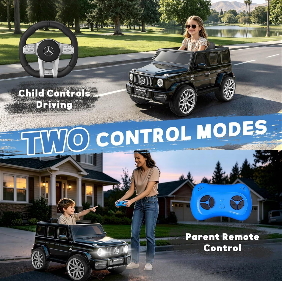 TOYBSNR 12V Electric Car for Toddler, Mercedes-Benz G63 Licensed Ride on Toys for Toddlers, Kids Power Ride on Car with Remote Control & High Window & LED Lights & Music