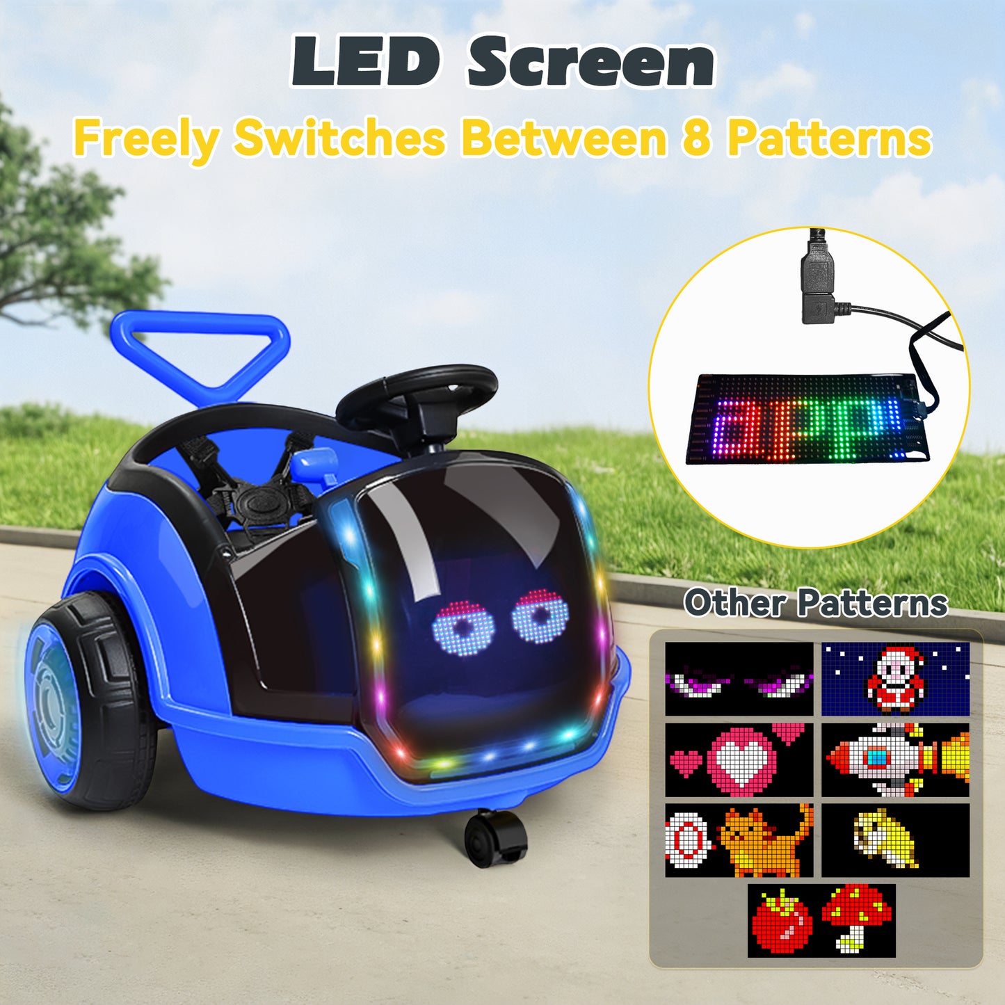 East doll 12V Electric Ride On Toy Car for Toddlers, Kids Puch Car, Outdoor Stroller Toys for Kids, Kids Cars to Ride in, 1-3Y,Remote Control, 1.3-2.5MPH, Music, Horn