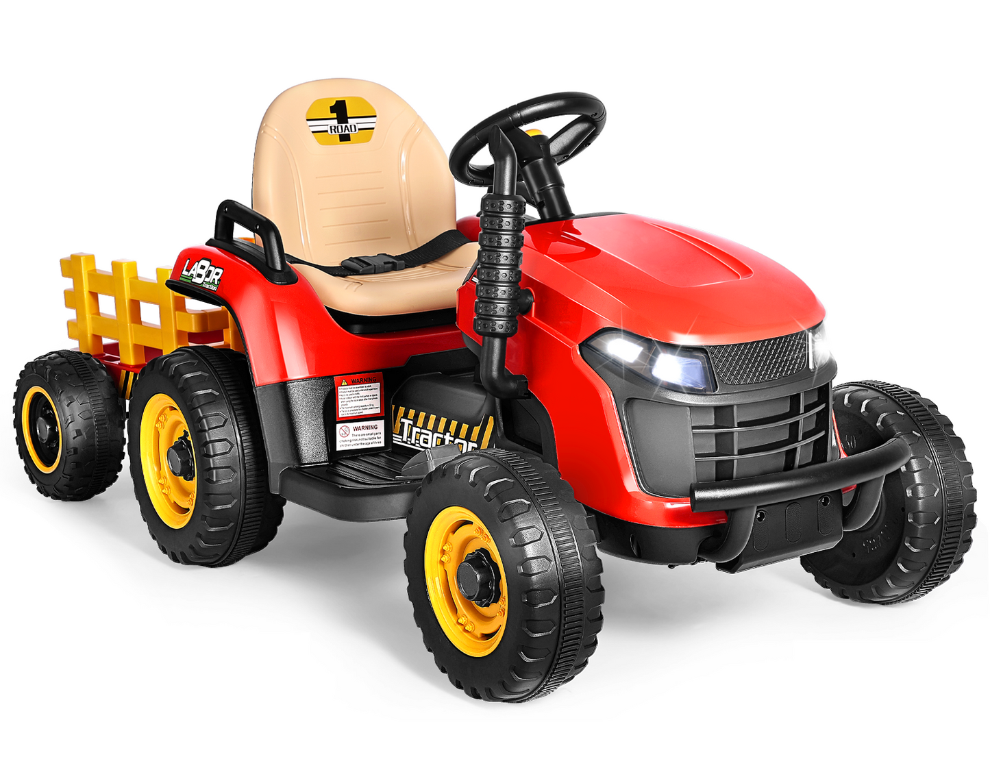 East Doll 12V Ride On Tractor Toy with Trailer