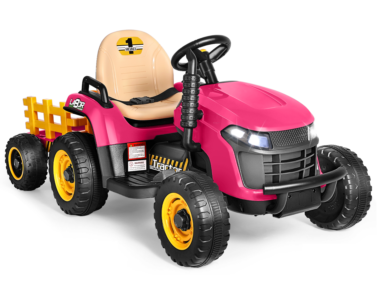 East Doll 12V Ride On Tractor Toy with Trailer