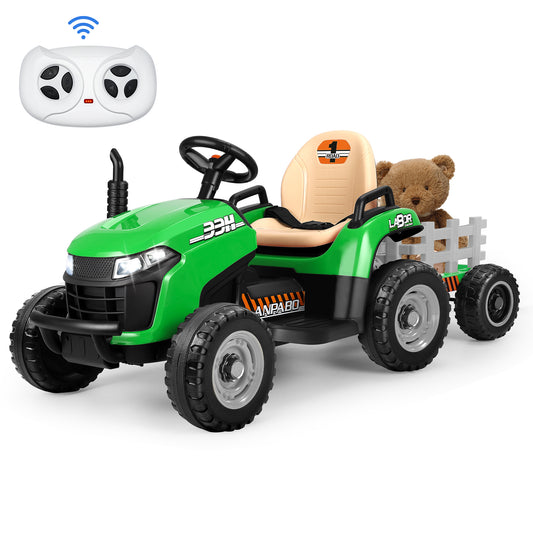 East doll 12V Ride on Tractor with Tiltable & Detachable Trailer, up to 3.1Mph Truck with Parental Remote, Music Player, Bluetooth Function & Headlight