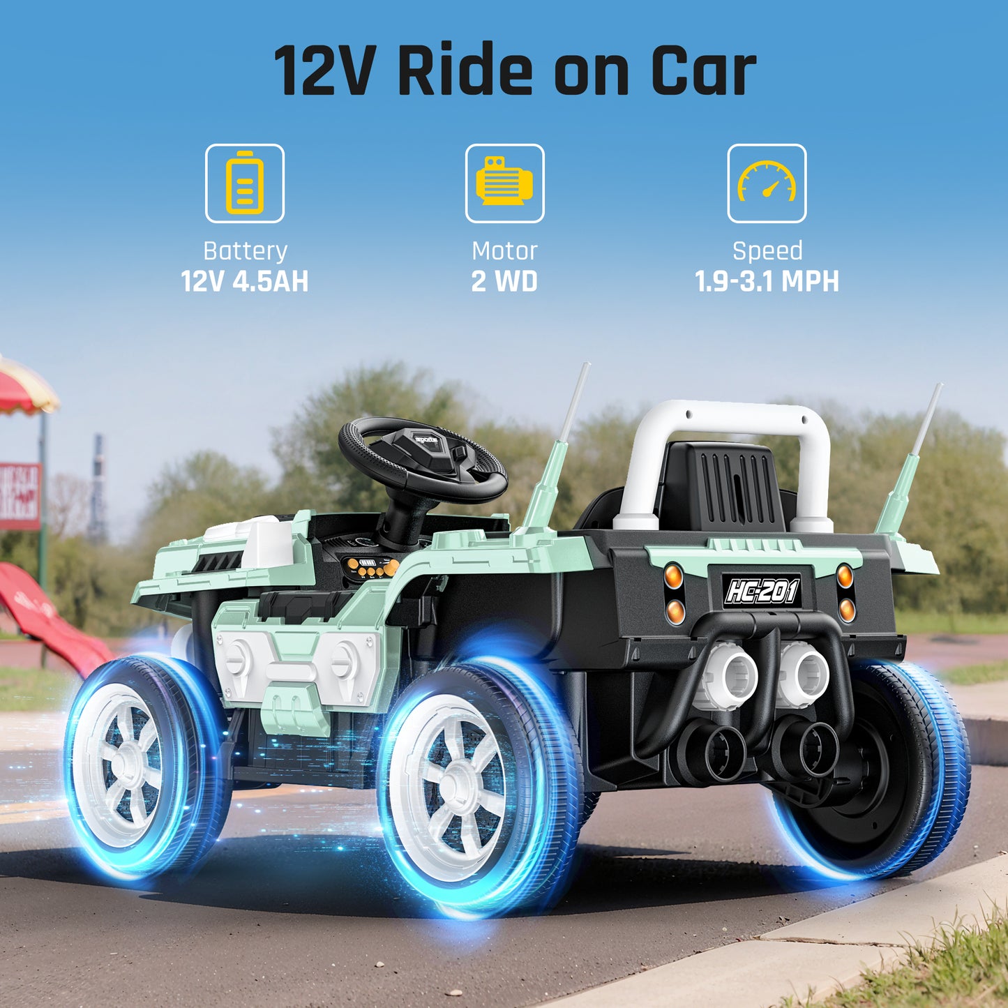 East doll 12V Electric Car for Kid, Ride on Toys for Toddlers, Kid/Toddler Car Aged 2-6Y, Remote Control, Bluetooth, Music, 1.9-3.1MPH, Kids Gifts