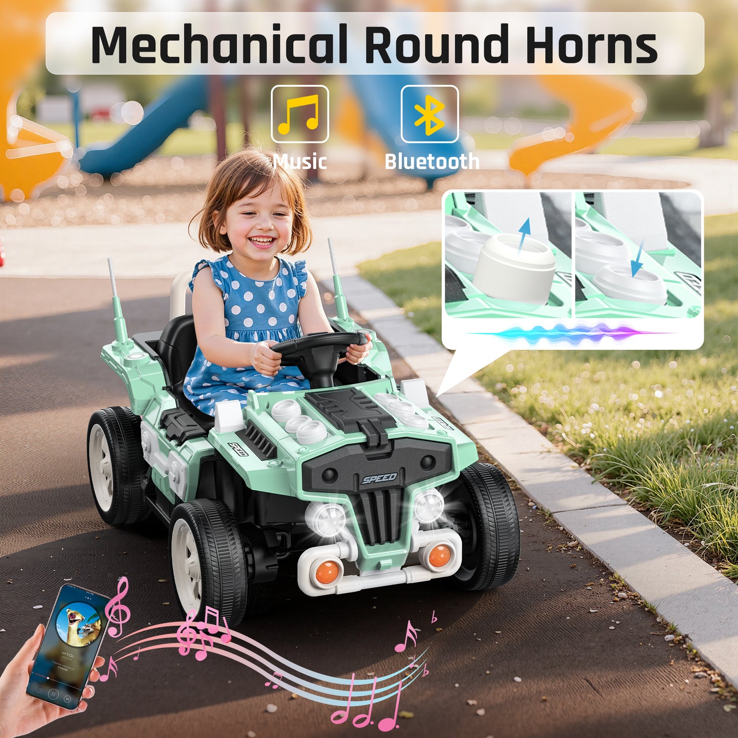 East doll 12V Electric Car for Kid, Ride on Toys for Toddlers, Kid/Toddler Car Aged 2-6Y, Remote Control, Bluetooth, Music, 1.9-3.1MPH, Kids Gifts