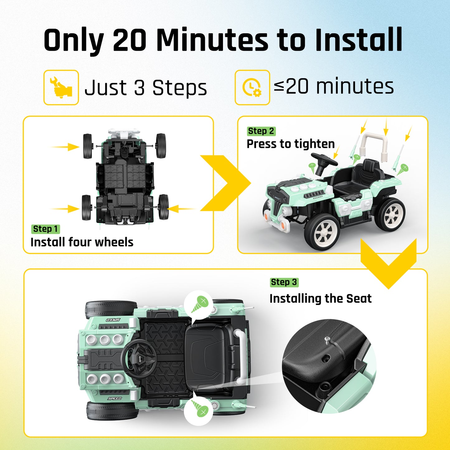 East doll 12V Electric Car for Kid, Ride on Toys for Toddlers, Kid/Toddler Car Aged 2-6Y, Remote Control, Bluetooth, Music, 1.9-3.1MPH, Kids Gifts
