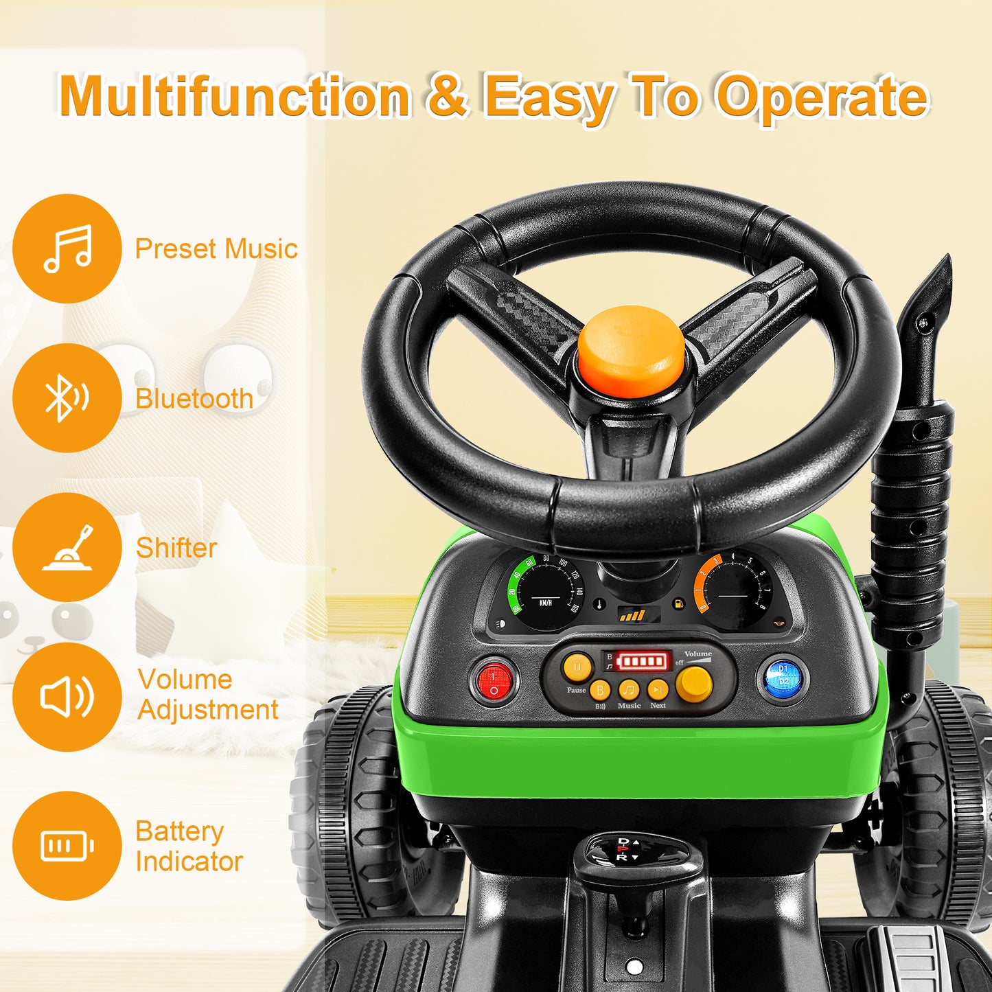 East Doll 12V Ride On Tractor Toy with Trailer