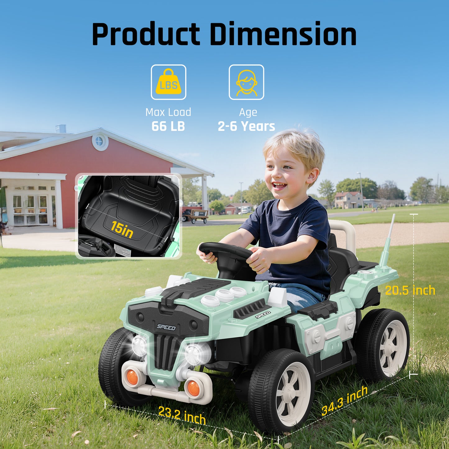 East doll 12V Electric Car for Kid, Ride on Toys for Toddlers, Kid/Toddler Car Aged 2-6Y, Remote Control, Bluetooth, Music, 1.9-3.1MPH, Kids Gifts