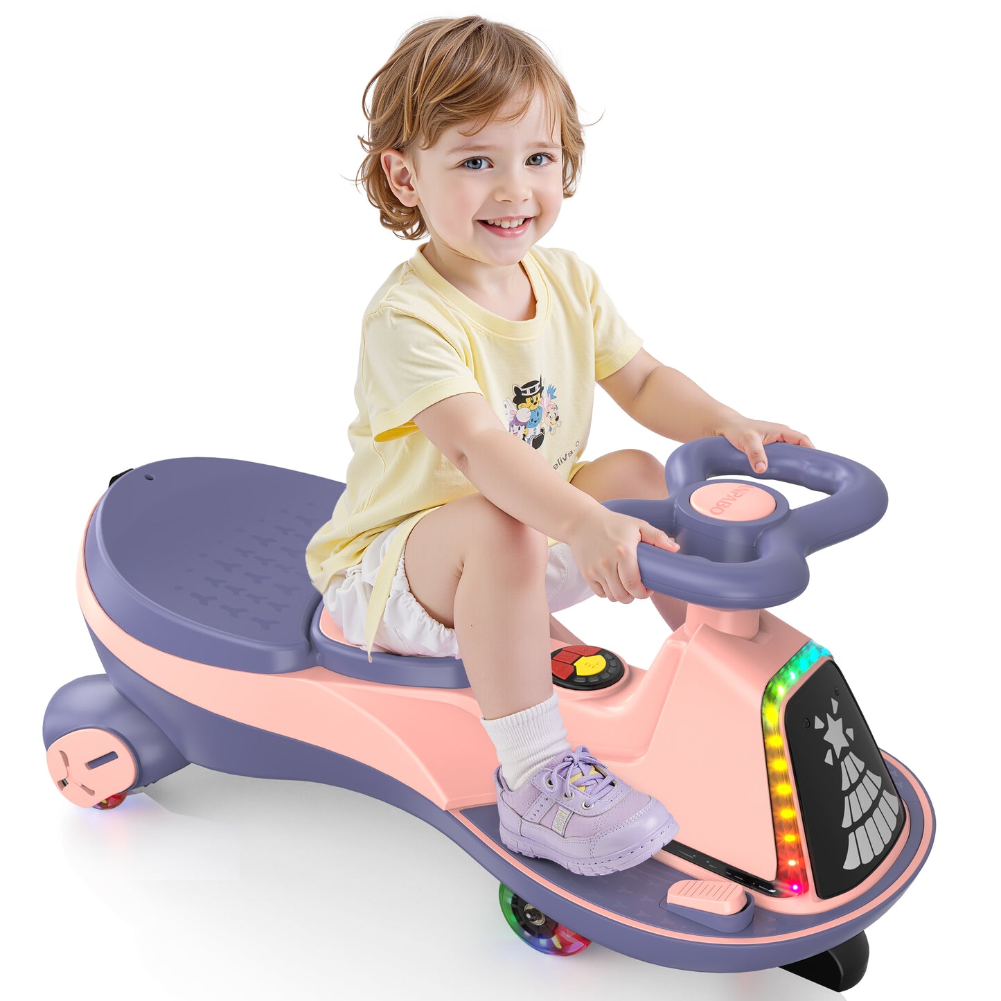 East doll 6V 7Ah Electric Wiggle Car for Kids, Ride on Toys for Toddlers Aged 3+, Cyber Wiggle, Baby Car, 2.8-4.1 Mph, Flashing Wheels, Bluetooth