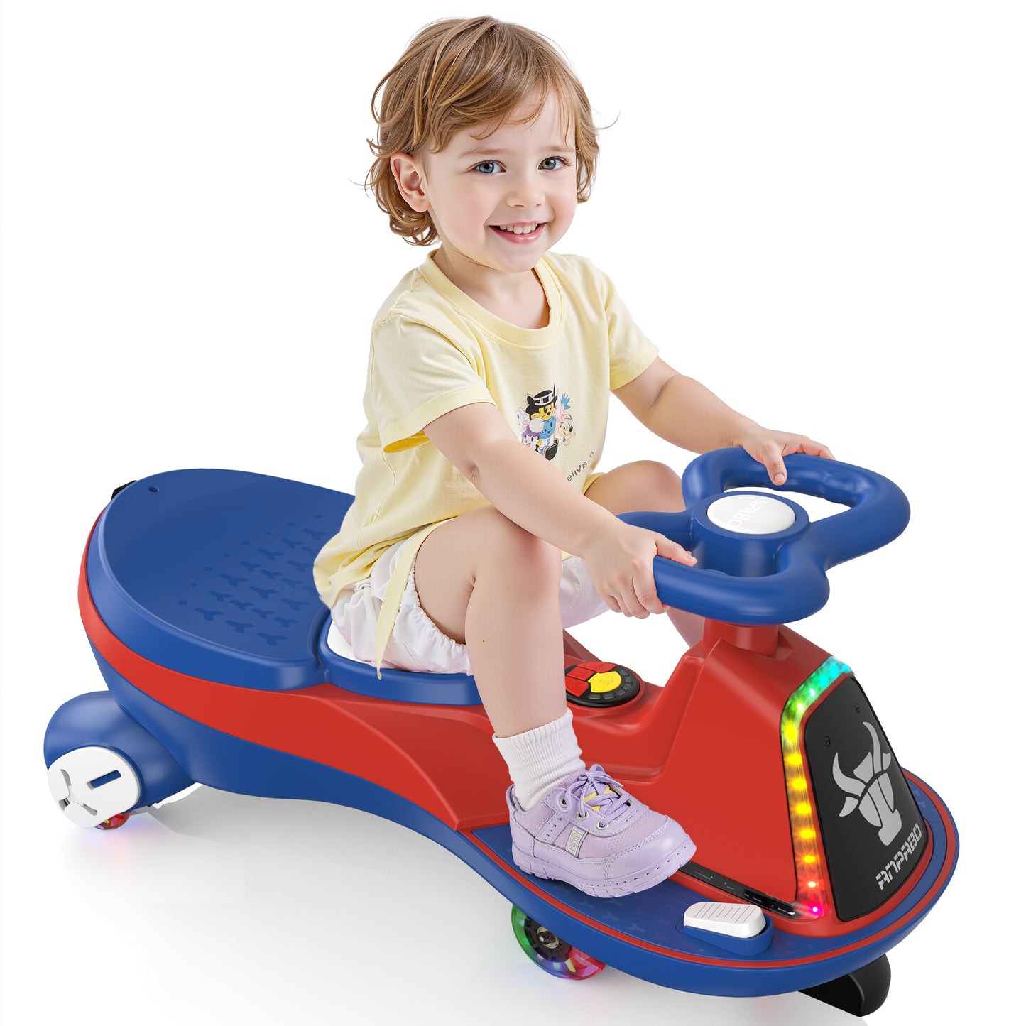 East doll 6V 7Ah Electric Wiggle Car for Kids, Ride on Toys for Toddlers Aged 3+, Cyber Wiggle, Baby Car, 2.8-4.1 Mph, Flashing Wheels, Bluetooth