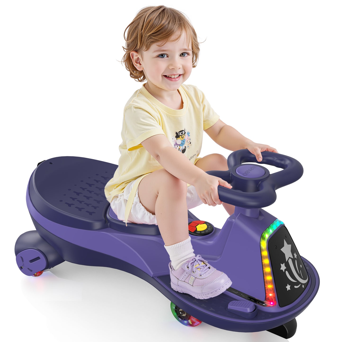 East doll 6V 7Ah Electric Wiggle Car for Kids, Ride on Toys for Toddlers Aged 3+, Cyber Wiggle, Baby Car, 2.8-4.1 Mph, Flashing Wheels, Bluetooth