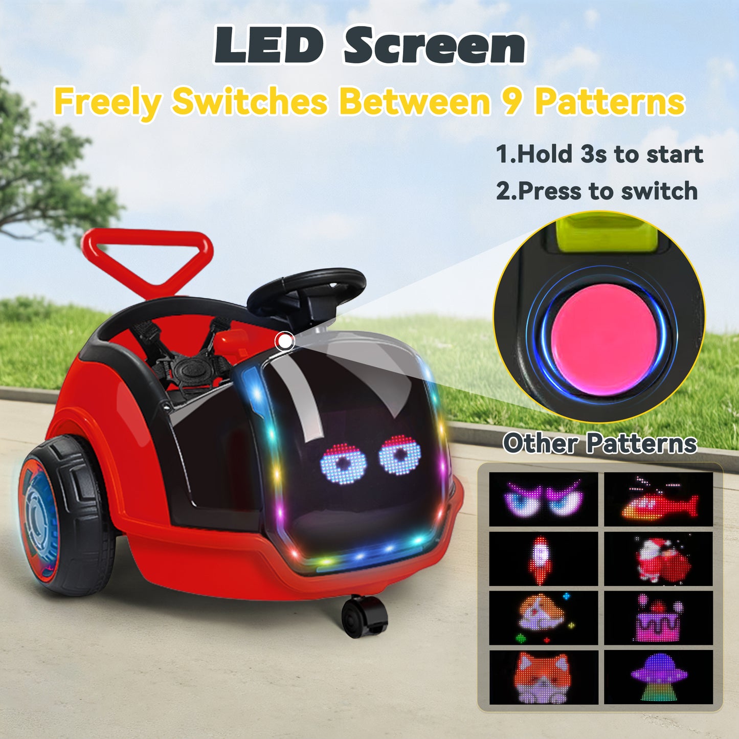 East doll 12V Electric Ride On Toy Car for Toddlers, Kids Puch Car, Outdoor Stroller Toys for Kids, Kids Cars to Ride in, 1-3Y,Remote Control, 1.3-2.5MPH, Music, Horn