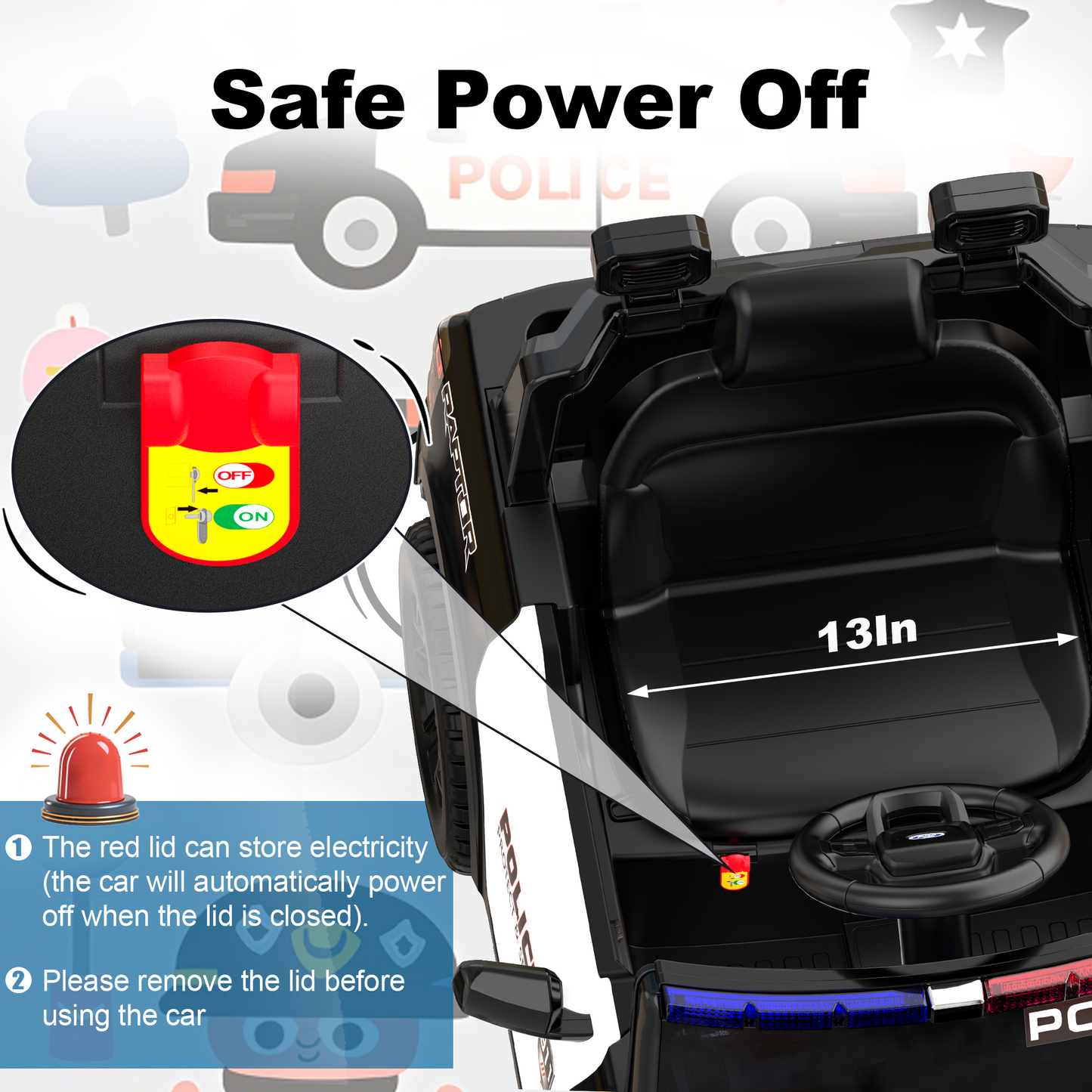 East doll 12V Licensed Ford Kids Ride on Police Car