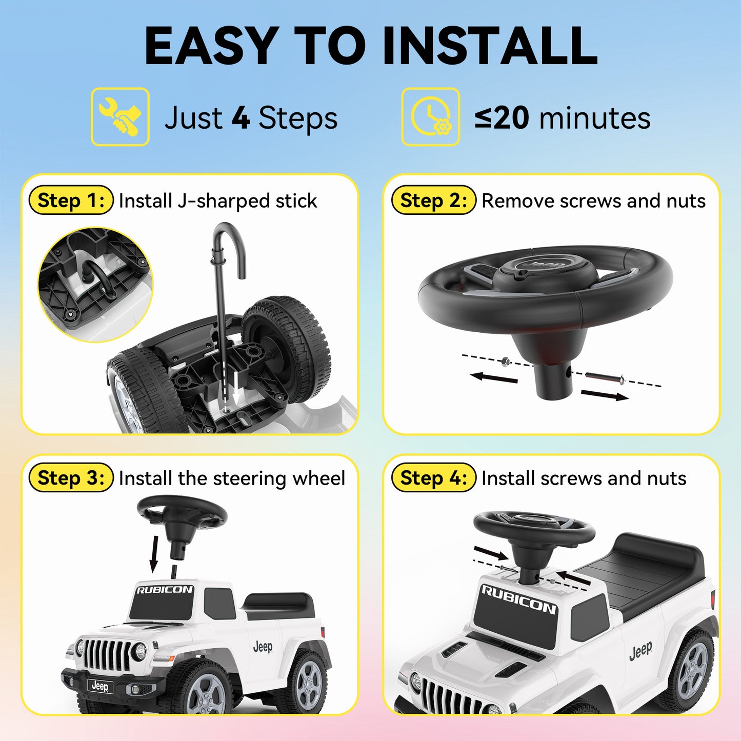 East doll Kids Ride on Push Car, Licensed Jeep ride on toy for toddler, kids jeep Ages 1-3 Years, Horn,Under Seat Storage, 4 wheeler, Baby Walking Racer Gift for Boys Girls