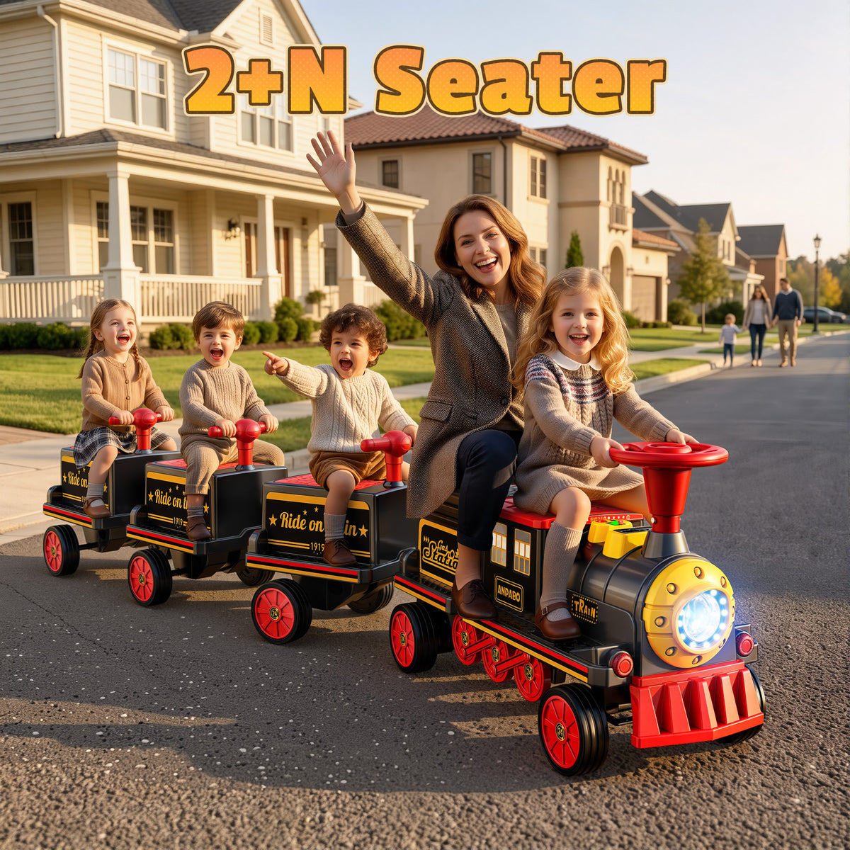East doll 12V Powered Ride on Toy Train for Kids, Ride on Train(Including Carriages)