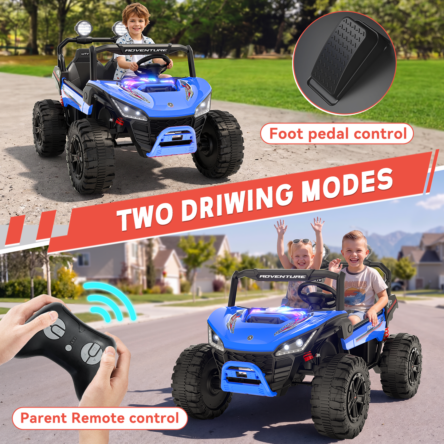 East doll 24V Ride on UTV Car for Big Kid, 2 Seater Ride on Car Toys, Power Electric car for kids,4 Wheels, 800W motors, Remote Control, 5.1 MPH ,3-12Y,Music