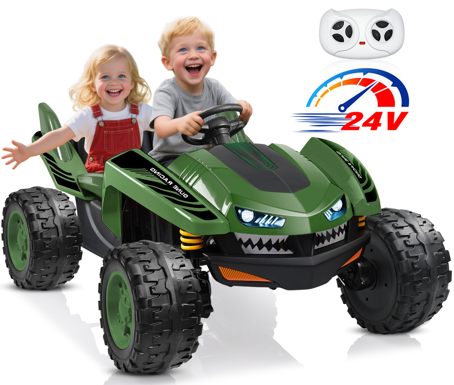 East doll 24V Ride on Toys Car for Big Kids, 2 Seater Power Ride on UTV , Sharks Electric Car for Kids Aged 3-10Y, 4WD 800W Motors, Remote Control, 5.1Mph, Music