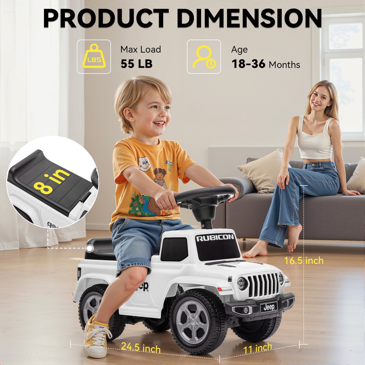 East doll Kids Ride on Push Car, Licensed Jeep ride on toy for toddler, kids jeep Ages 1-3 Years, Horn,Under Seat Storage, 4 wheeler, Baby Walking Racer Gift for Boys Girls