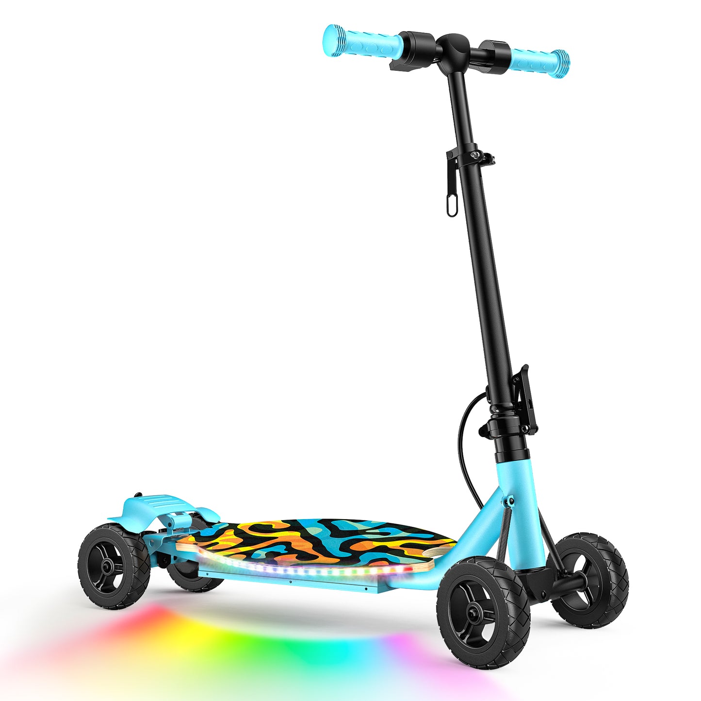 East doll 24V 4 Wheel Electric Scooter for Kids Ages 8-12, 250W Brushless Motor, Max 10 MPH & 8.5 Miles, LED Lights, 5 Speed, Rear Brake, Tiltable Handle Kids E-Scooter