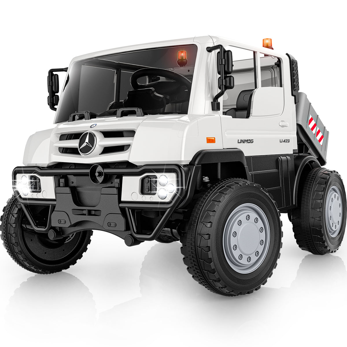 TOPLIX Mercedes-Benz Unimog 24V Ride On Dump Truck for Kids, 2 Seater w/Remote