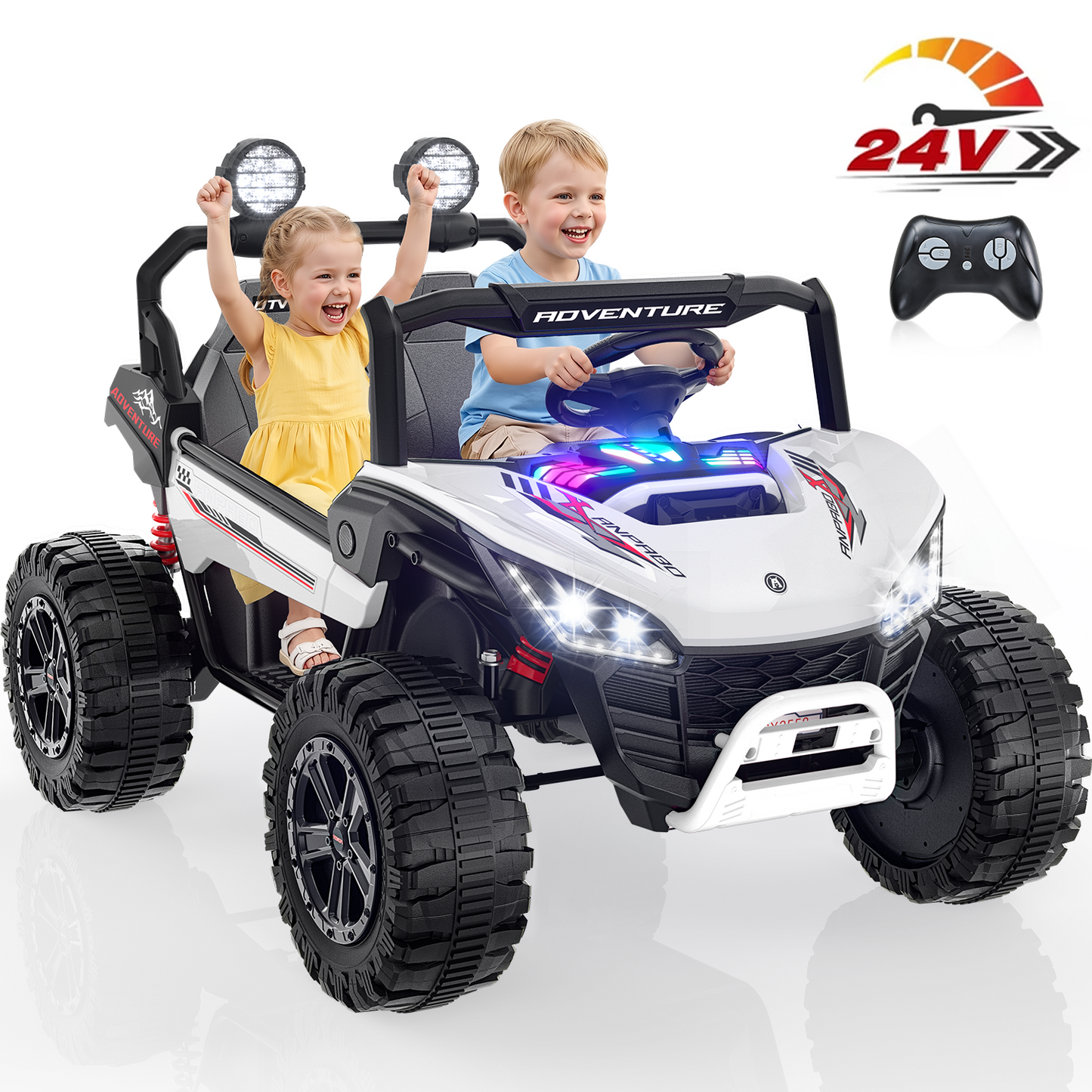 East doll 24V Ride on UTV Car for Big Kid, 2 Seater Ride on Car Toys, Power Electric car for kids,4 Wheels, 800W motors, Remote Control, 5.1 MPH ,3-12Y,Music