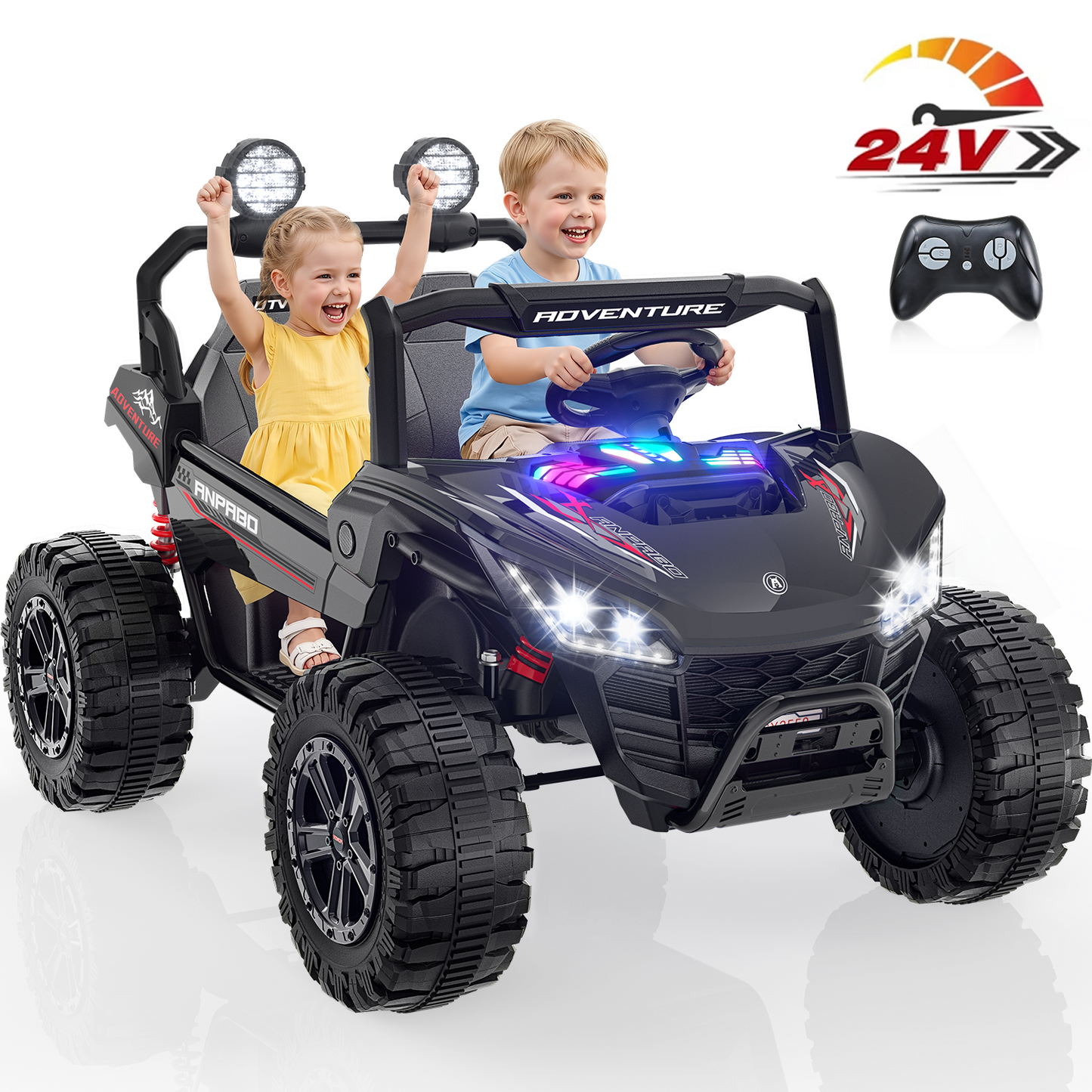 East doll 24V Ride on UTV Car for Big Kid, 2 Seater Ride on Car Toys, Power Electric car for kids,4 Wheels, 800W motors, Remote Control, 5.1 MPH ,3-12Y,Music