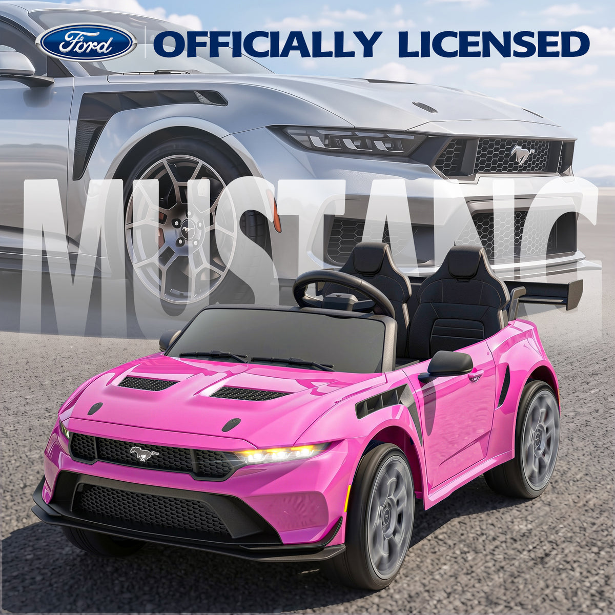ANPABO Licensed Ford Mustang 24V 2 Seater Ride on Car for Kids Ages 3-8