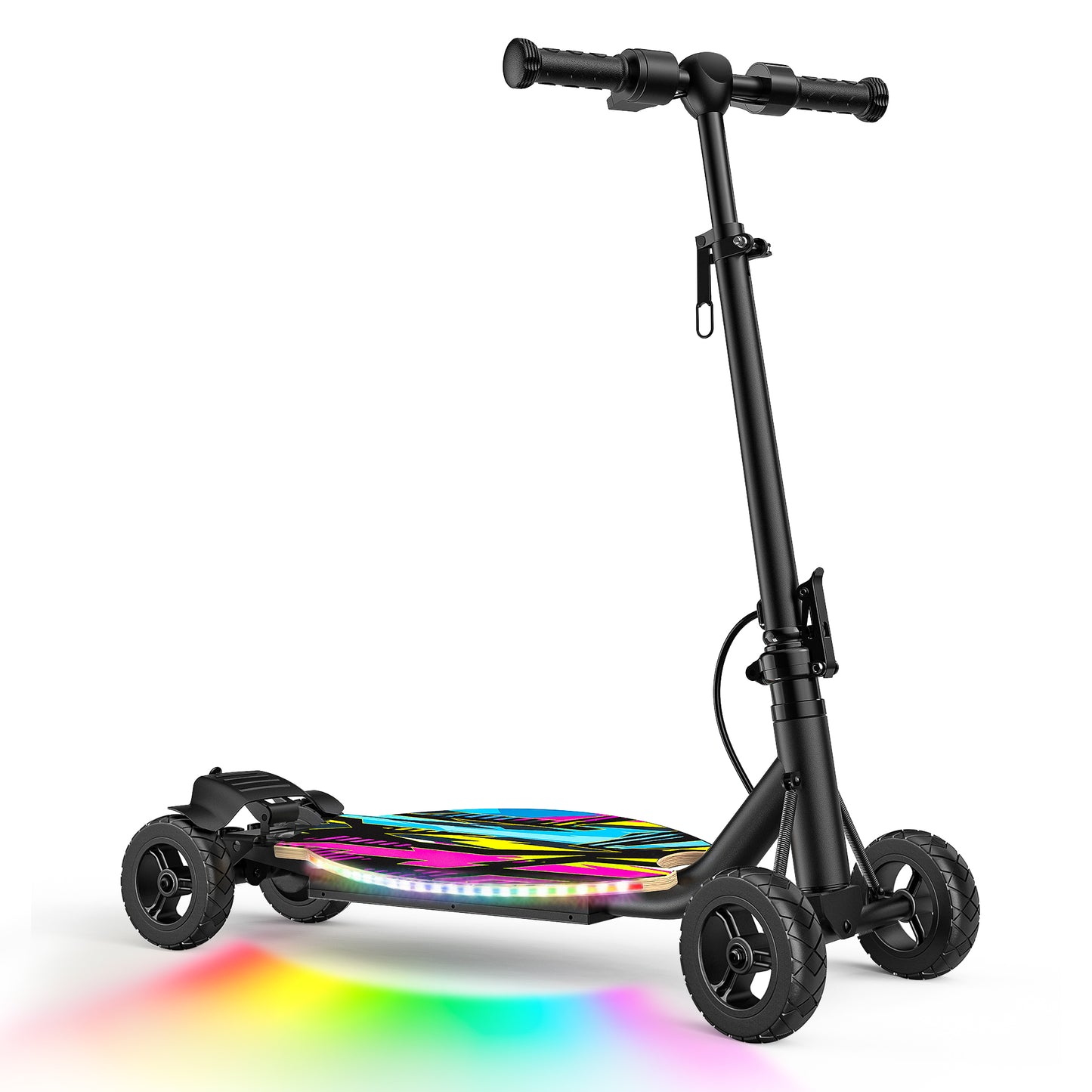 East doll 24V 4 Wheel Electric Scooter for Kids Ages 8-12, 250W Brushless Motor, Max 10 MPH & 8.5 Miles, LED Lights, 5 Speed, Rear Brake, Tiltable Handle Kids E-Scooter