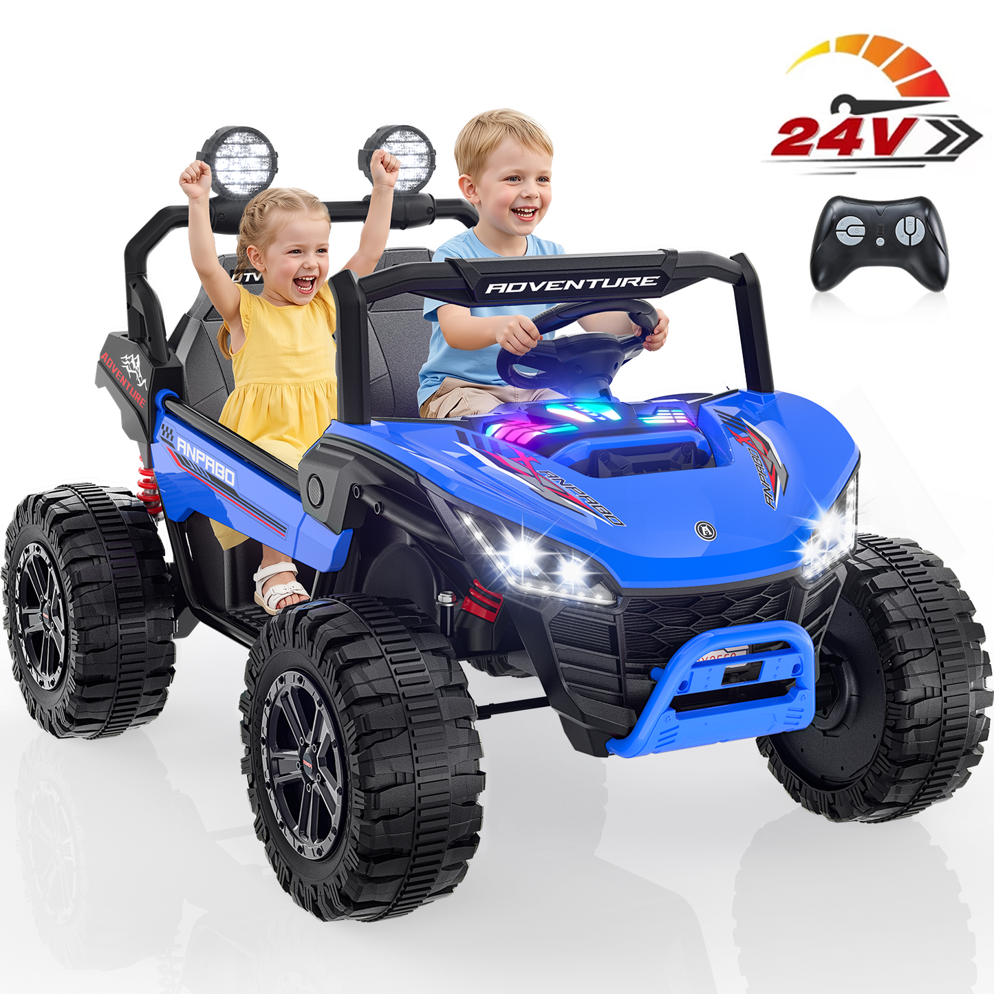 East doll 24V Ride on UTV Car for Big Kid, 2 Seater Ride on Car Toys, Power Electric car for kids,4 Wheels, 800W motors, Remote Control, 5.1 MPH ,3-12Y,Music
