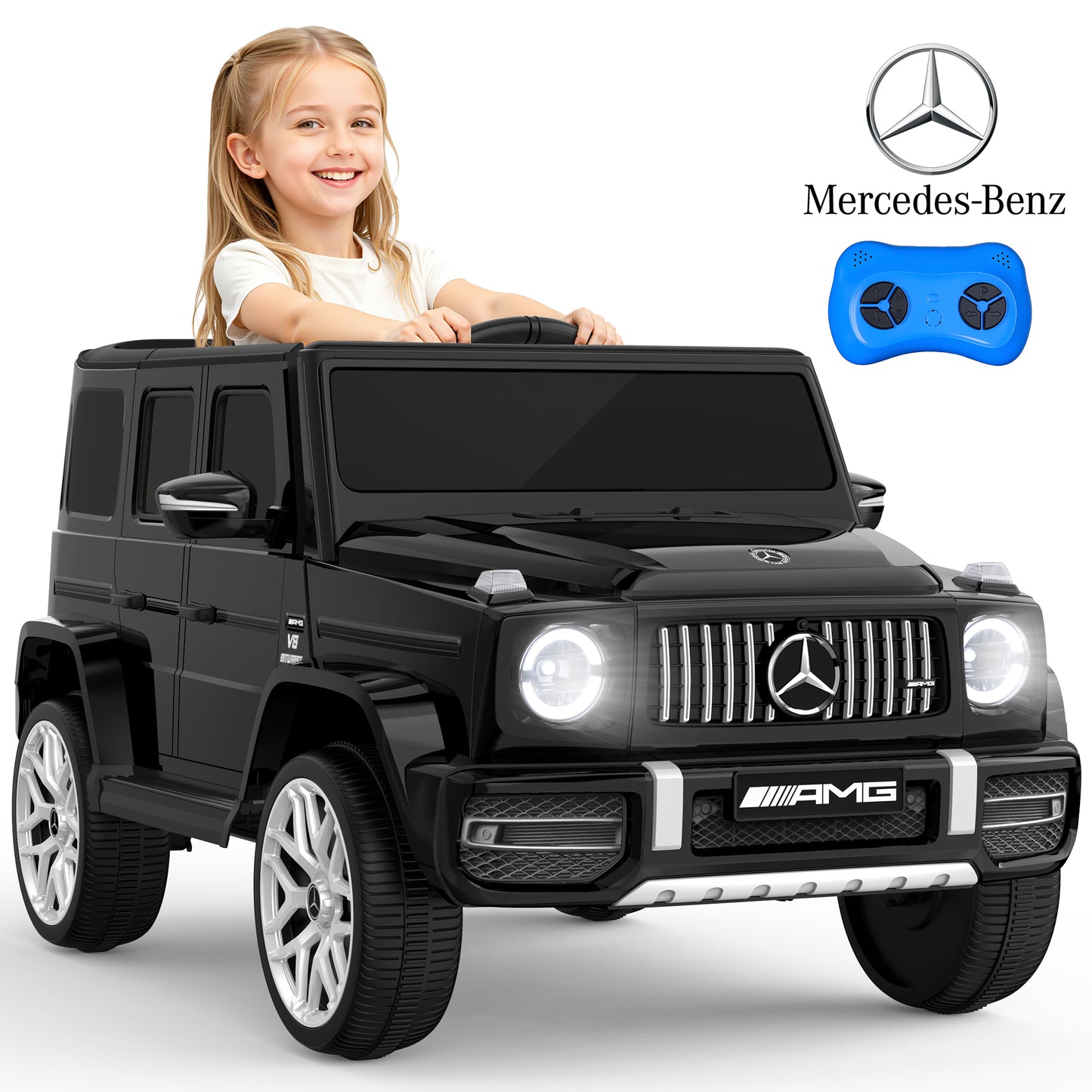 East doll 12V G63 Ride on Toys for Toddlers 2-4Y, Kid Electric Ride on Car, G Wagon Mercedes-Benz Truck, Remote Control, Lights, Music