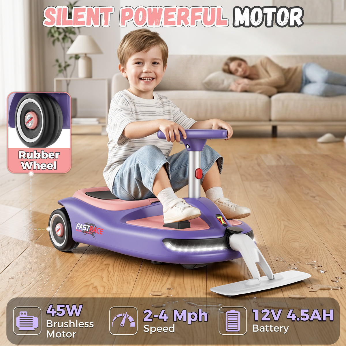 TOYBSNR 12V Electric Wiggle Car with Pedal