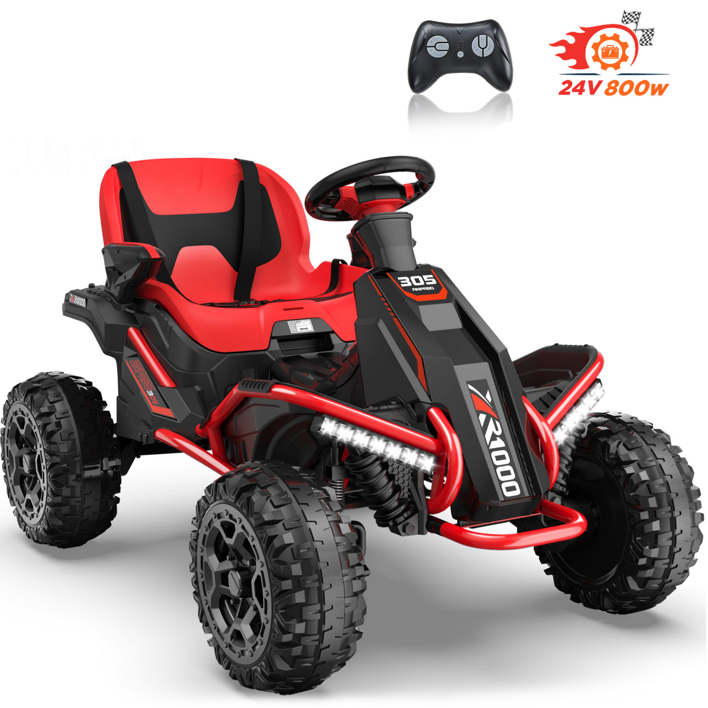 East doll 24V Big Kids Ride on Toys, Electric Power Ride on Car for Kids Age 5-12, 4 Wheeler, 4WD 800W Motors ATV for Kids, 5MPH, Parent Remote, Music