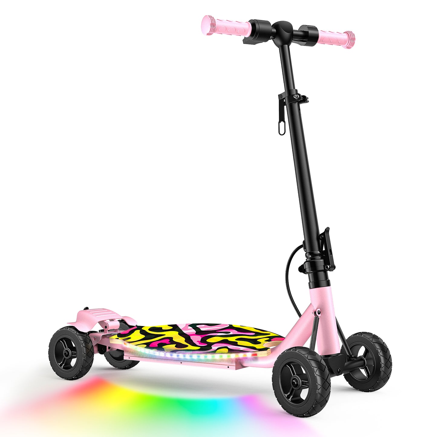 East doll 24V 4 Wheel Electric Scooter for Kids Ages 8-12, 250W Brushless Motor, Max 10 MPH & 8.5 Miles, LED Lights, 5 Speed, Rear Brake, Tiltable Handle Kids E-Scooter