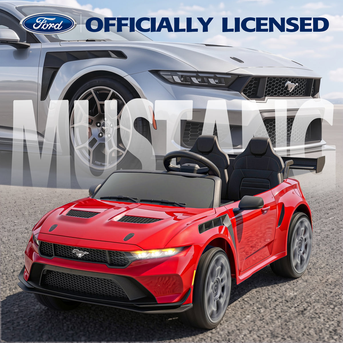 ANPABO Licensed Ford Mustang 24V 2 Seater Ride on Car for Kids Ages 3-8
