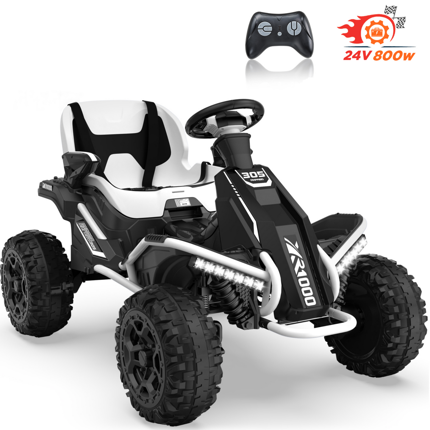 East doll 24V Big Kids Ride on Toys, Electric Power Ride on Car for Kids Age 5-12, 4 Wheeler, 4WD 800W Motors ATV for Kids, 5MPH, Parent Remote, Music