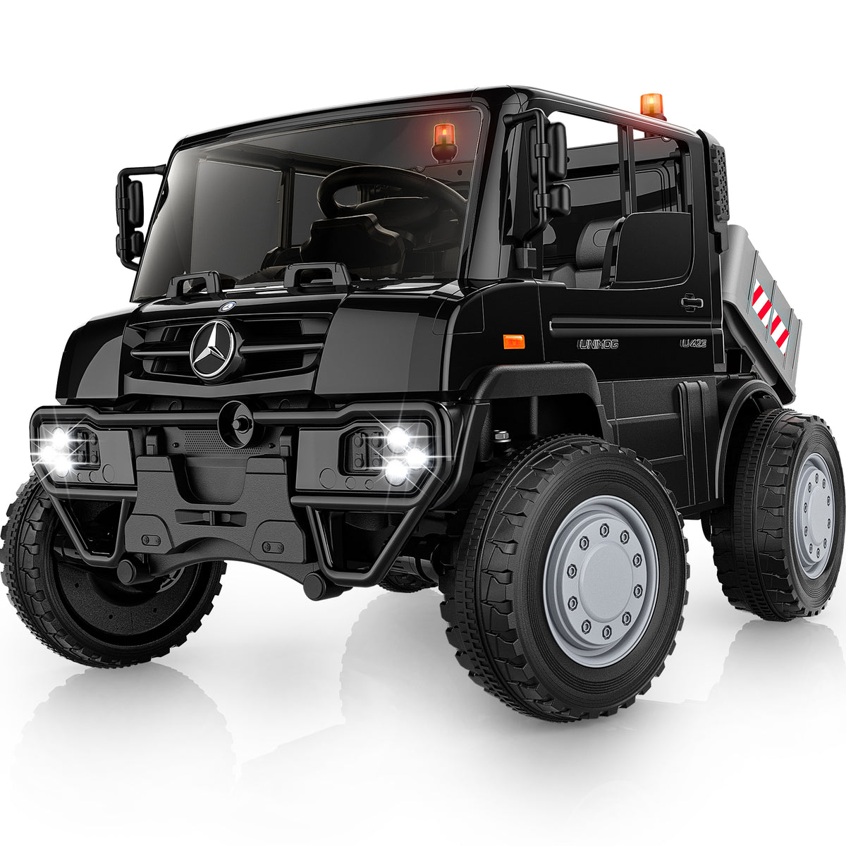 TOPLIX Mercedes-Benz Unimog 24V Ride On Dump Truck for Kids, 2 Seater w/Remote